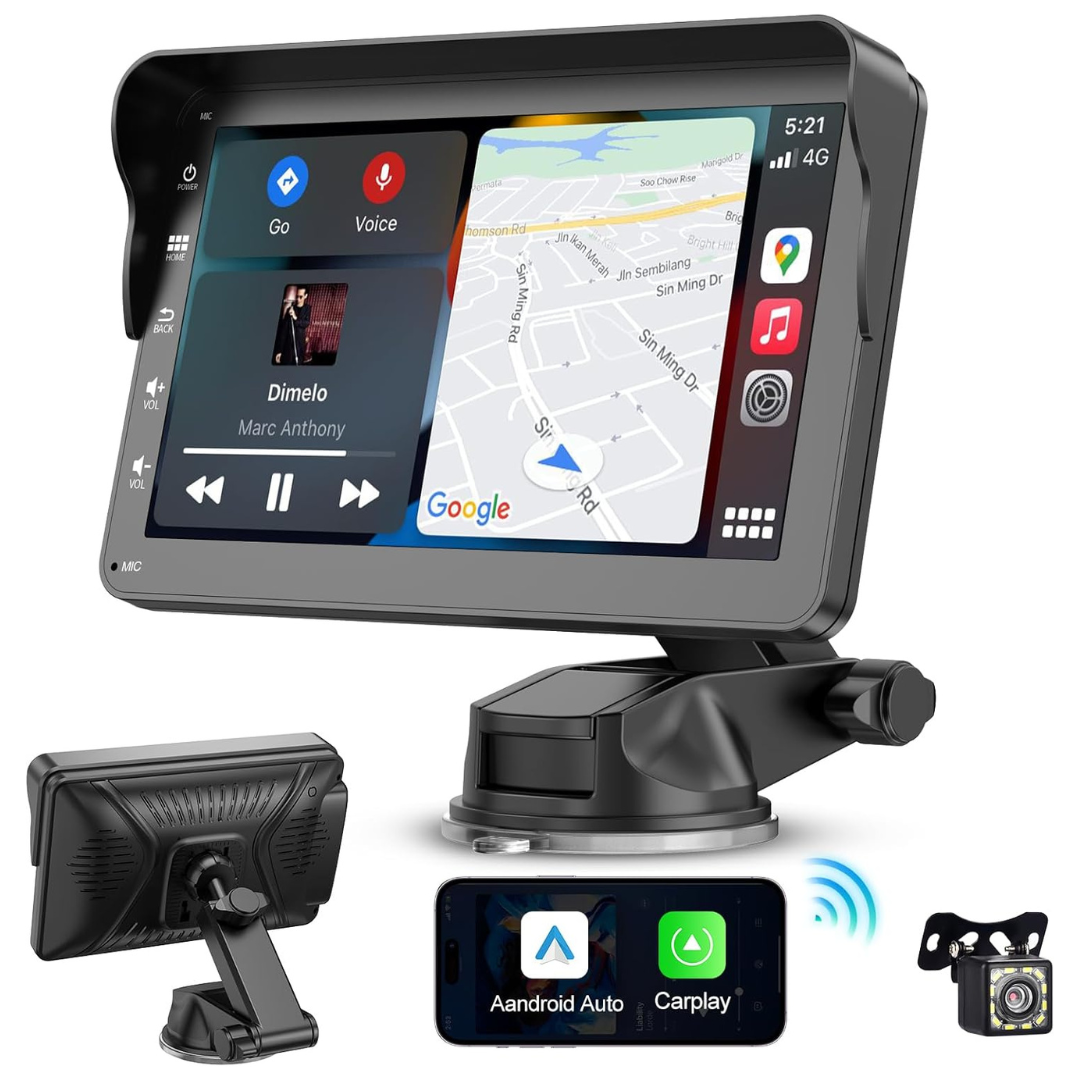 Portable Wireless Apple CarPlay and Android Auto Car Stereo