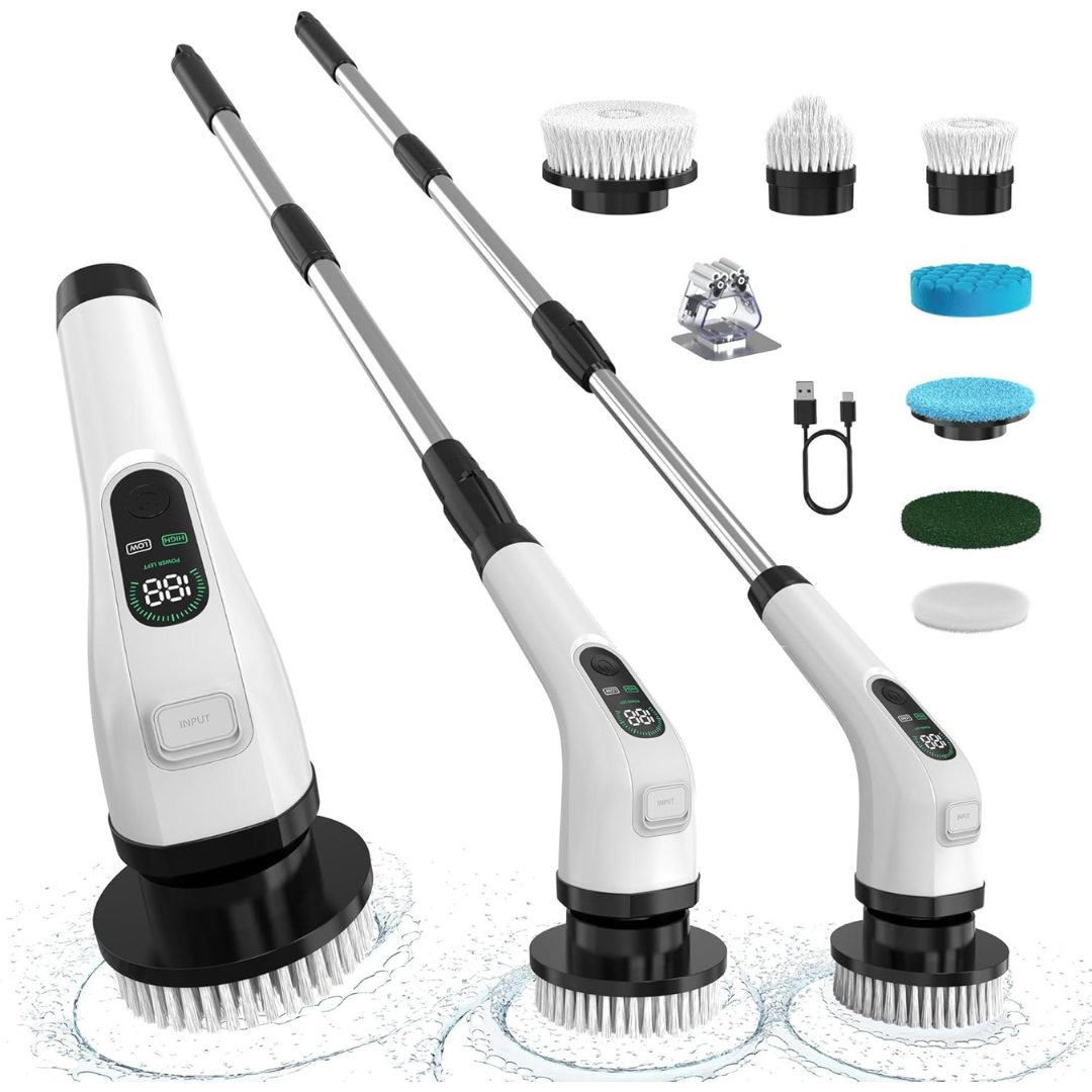 Cordless Electric Spin Scrubber with 7 Brush Replacement Heads