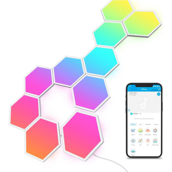 10-Pack Govee Glide Hexa Light Panels RGBIC Hexagon LED Wall Lights