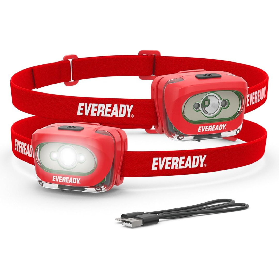 2-Pack Eveready X200 LED Rechargeable Headlamps