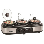 Bella Triple 3 x1.5qt Stainless Steel Manual Slow Cooker & Buffet Server