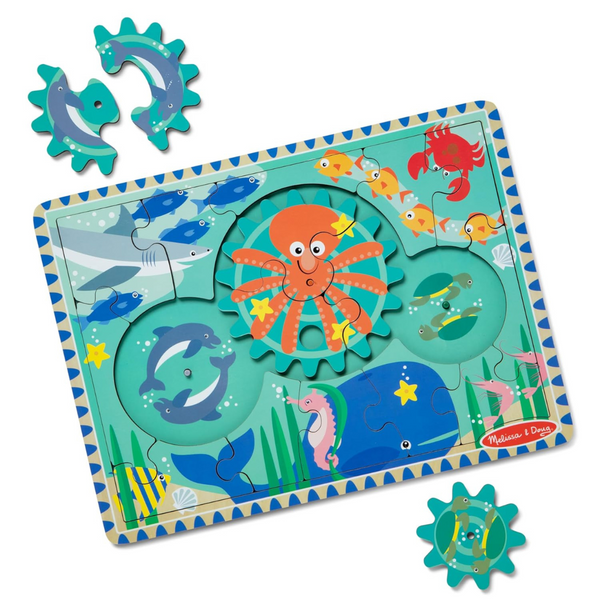 18-Pieces Melissa & Doug Wooden Underwater Jigsaw Spinning Gear Puzzle