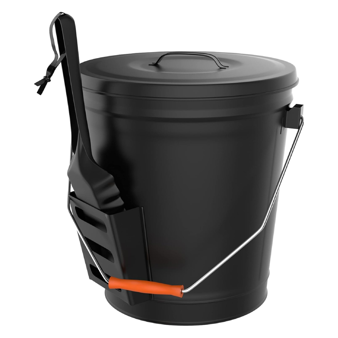 4.75 Gal Metal Heat Resistant Ash Bucket With Lid And Shovel