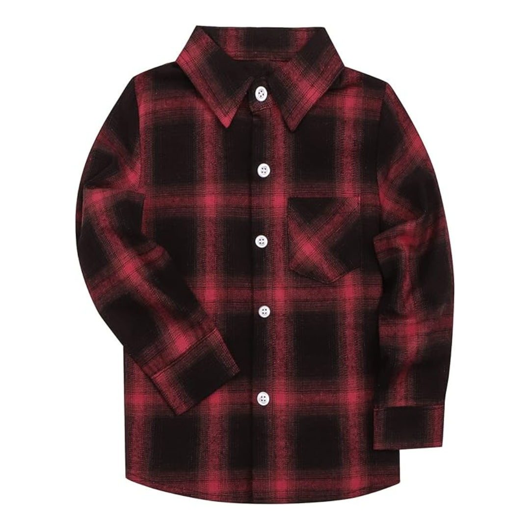 Boys Long Sleeve Button Down Plaid Flannel Shirt