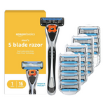 17-Pc Amazon Basics 5-Blade Men's Razor (Handle + 16 Cartridges)