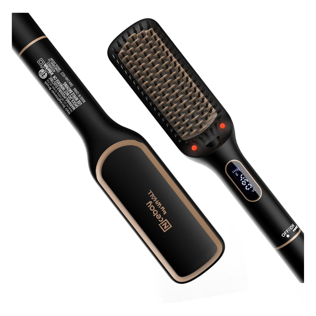 Nicebay Rotatable Temperature Adjustment Hair Straightening Brush