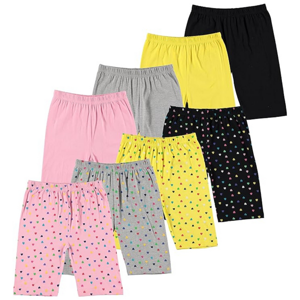 8-Pack Pink Angel Kids Girls Cotton Spandex Bike Shorts