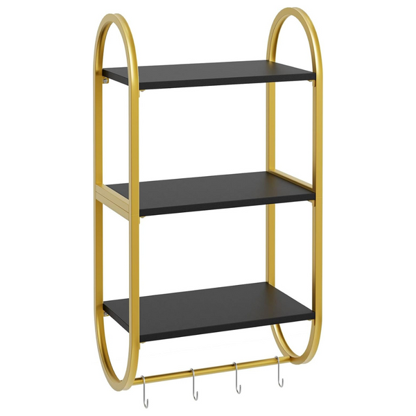 Bestier 3 Tier Floating Wall Shelves With Towel Bar And Hooks