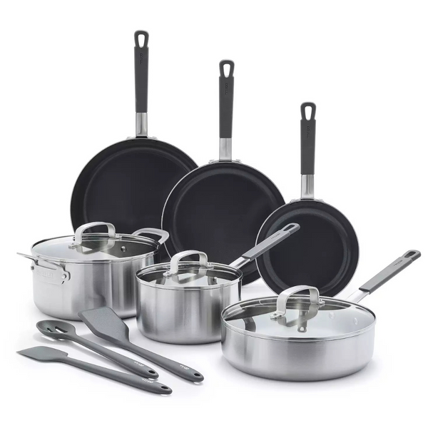 12-Piece Bobby Flay by GreenPan Stainless Steel Cookware Set