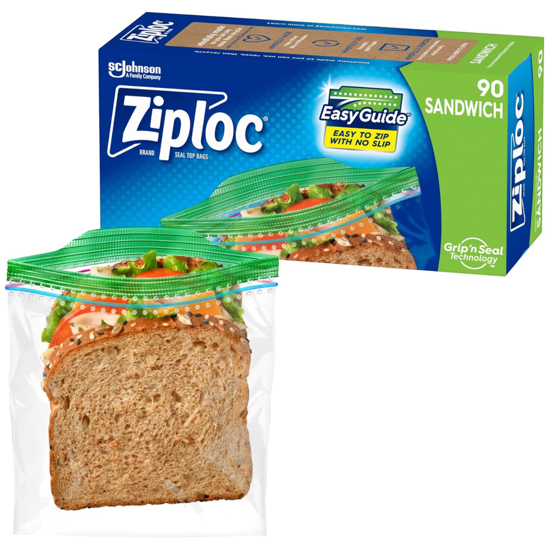 90-Count Ziploc Sandwich And Snack Bags For On The Go Freshness