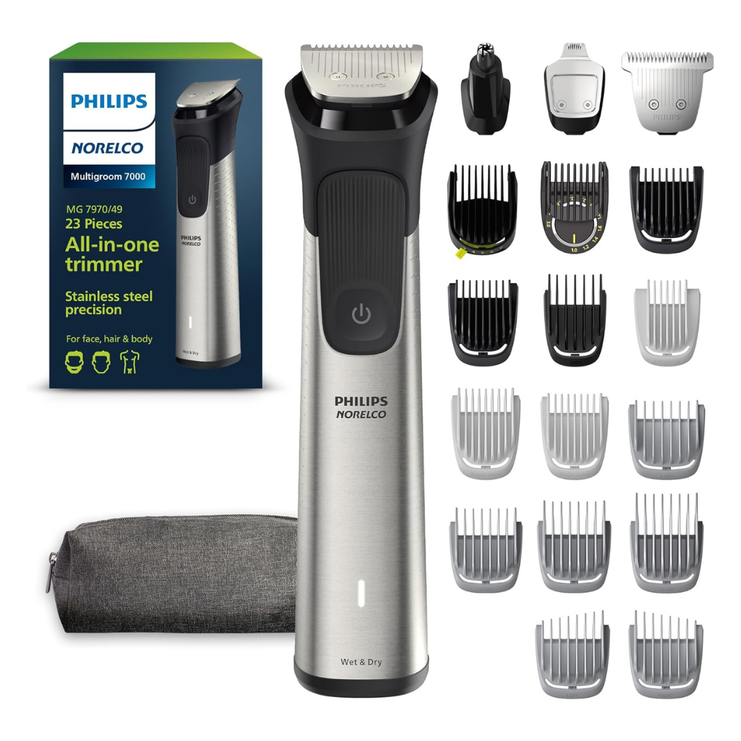 Philips Norelco Multigroom 7000 Series, All-In-One Shaver, Beard Trimmer And Hair Clipper, 23-Piece Men’s Grooming Kit