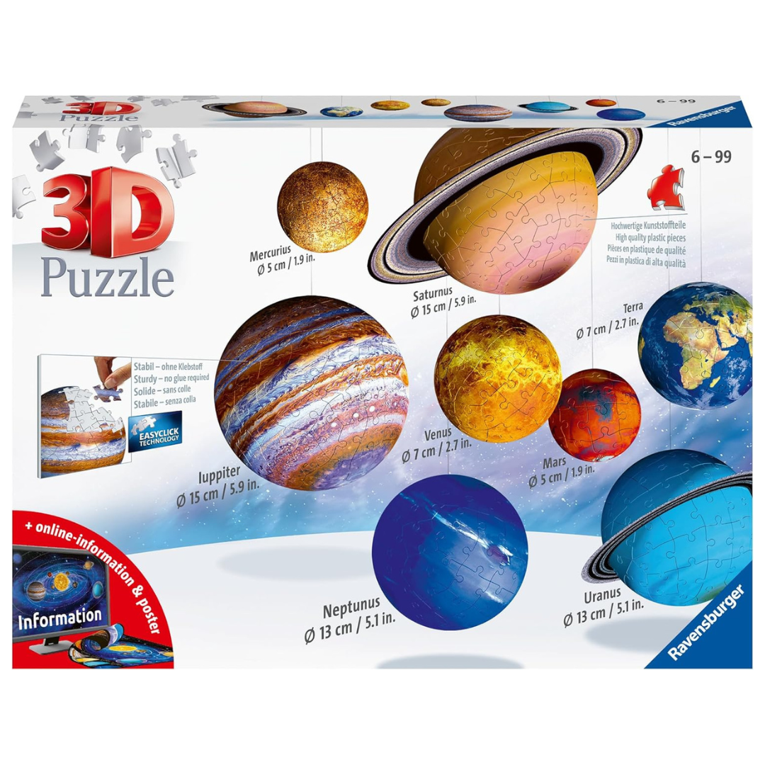 Ravensburger Solar System 540 Piece – 9 Planet 3D Jigsaw Puzzle Set