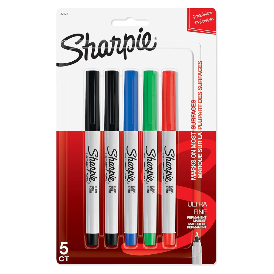 Packs Of 5 SHARPIE Permanent Markers, Ultra Fine Point, Assorted Colors (30 Count)