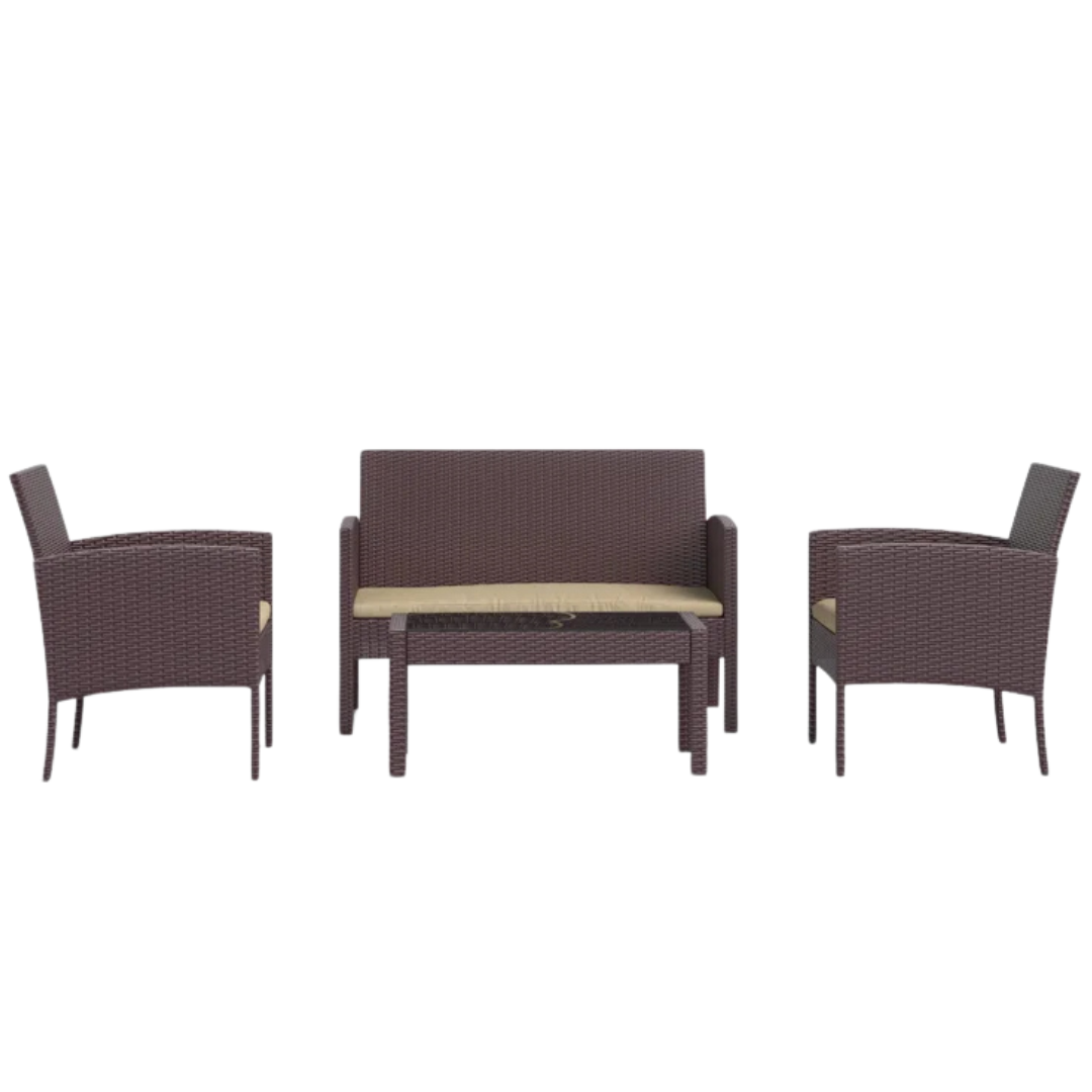 Andover Mils Knopf 4 Piece Rattan Sofa Seating Group With Cushions