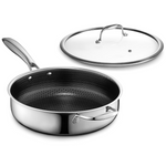 HexClad Hybrid Nonstick 3.3 Qt Deep Saute Pan And Lid