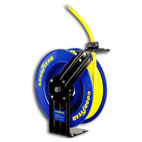 Goodyear Steel 3/8" x 50ft Retractable Air Compressor Rubber Hose Reel