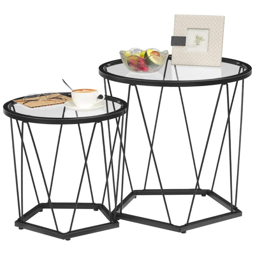 Willa Arlo Interiors Putman Glass Nesting Tables Round End Tables