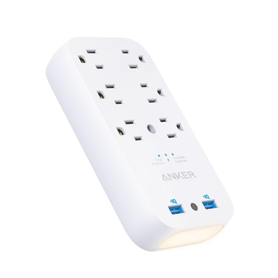 Anker 18W Outlet Extender With 6 AC Outlets & 2 USB Ports