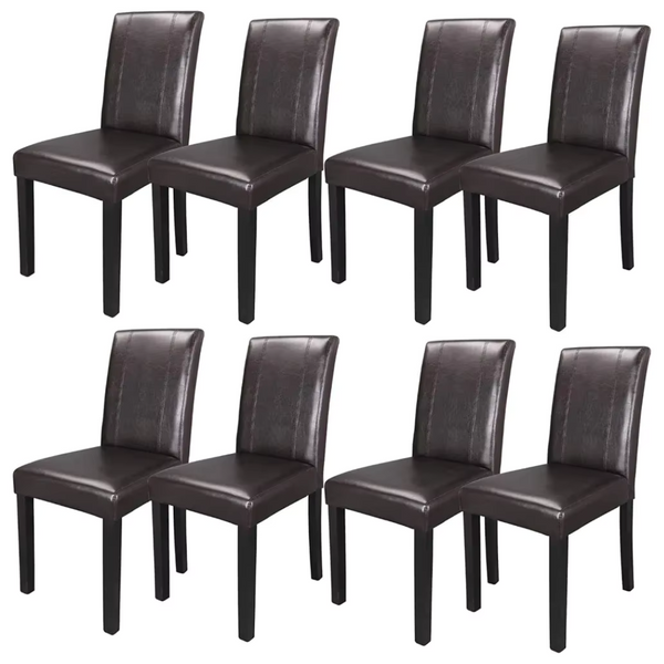 Set of 8 PU Leather Modern Armless Side Dining Chair