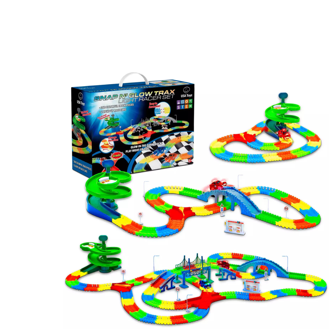 360-Piece USA Toyz Glow Trax Race Tracks and LED Toy Cars