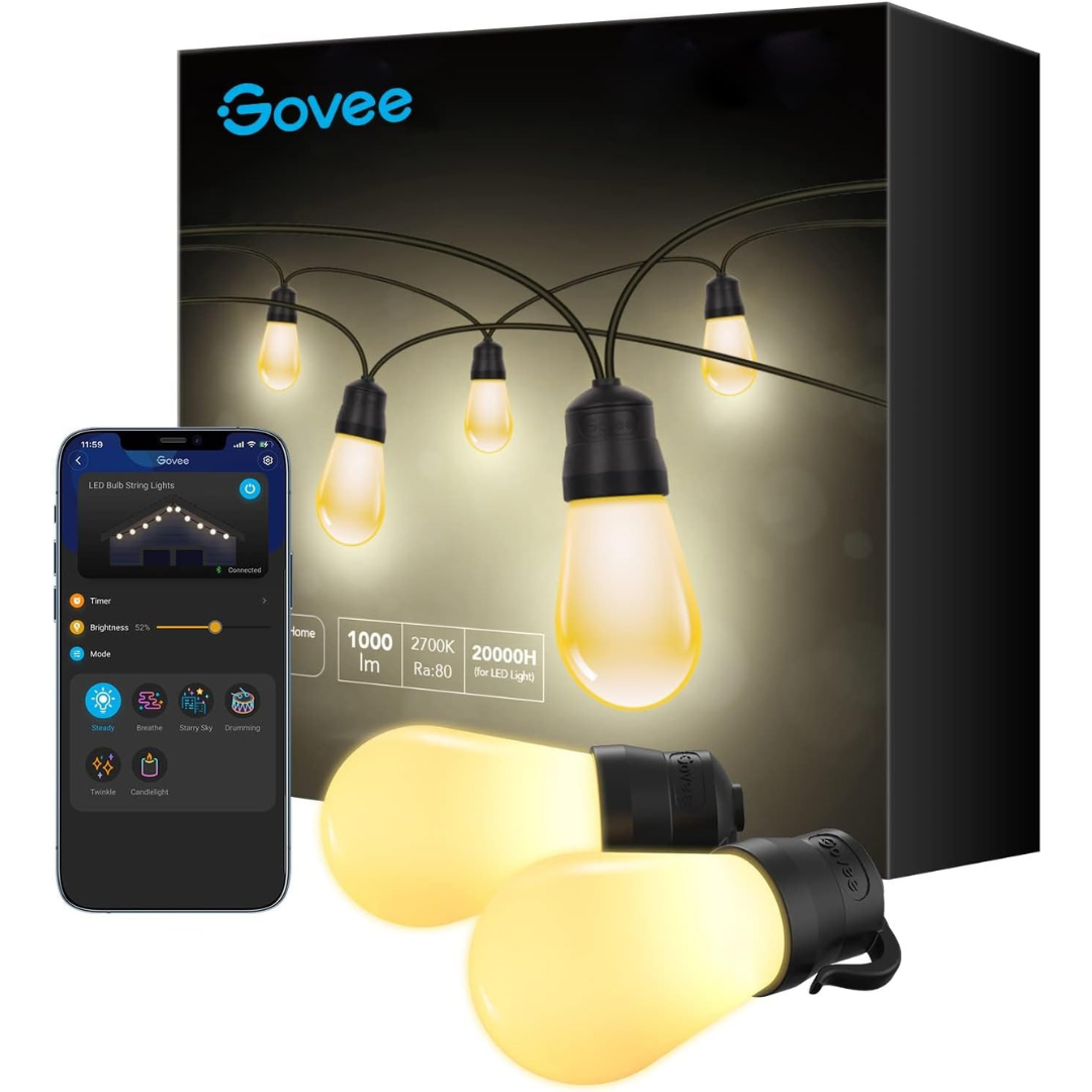 48ft Govee Smart Outdoor Dimmable Shatterproof LED String Lights