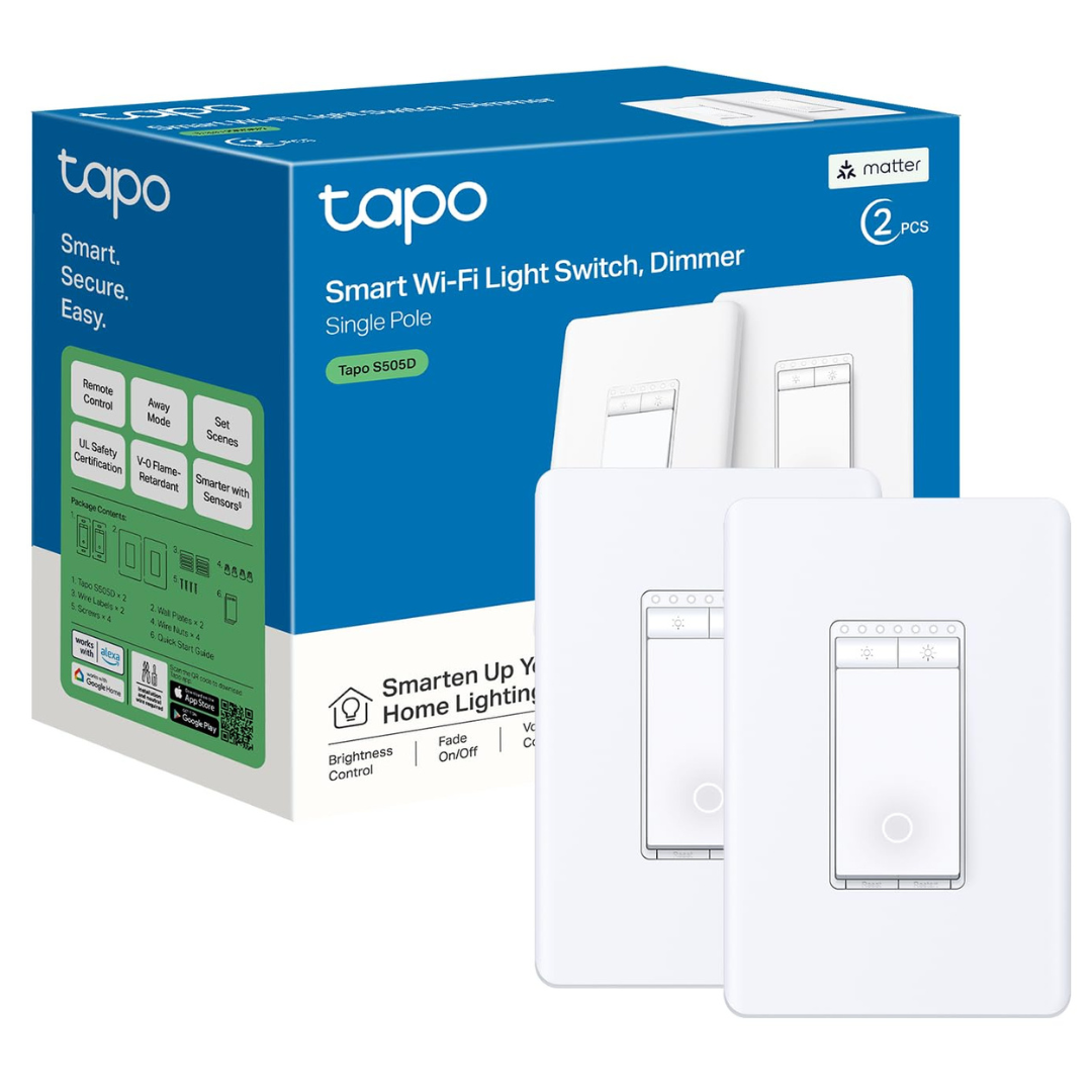 2-Pack TP-Link's 1st Matter Smart Dimmer Voice Control Switch