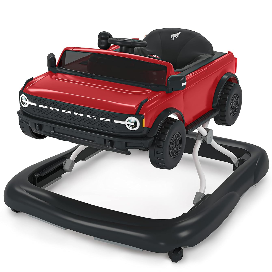 Bright Starts Ford Bronco 4-In-1 Red Baby Activity Center & Push Walker