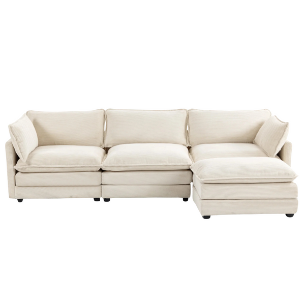 JUSTLET L Shaped Sectional Sofa With Ottoman