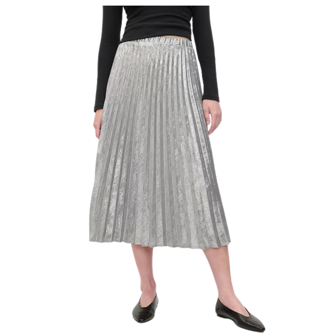 Gap Factory Metallic Pleated Midi Skirt