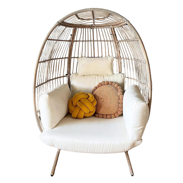 Wicker Oversized Lounger Egg Chair With 370lbs Capacity