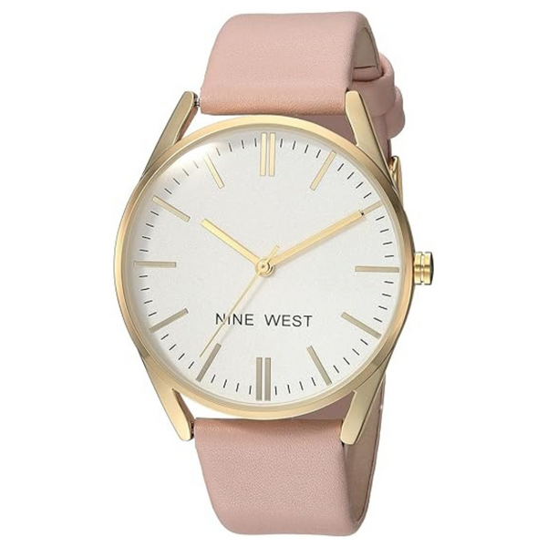 Nine West Women's Gold-Tone And Pastel Pink Strap Watch (NW/1994WTPK)