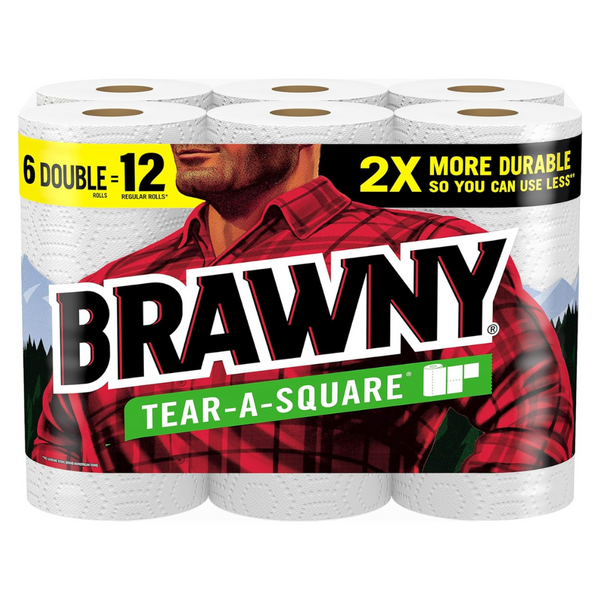 6-Count Double Rolls Brawny Tear-A-Square Paper Towels