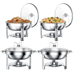 4-Pack Chafing Dish Buffet Set With Glass Lid & Lid Holder