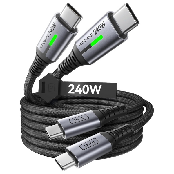 2-Pack 6.6ft INIU 240W USB-C to USB-C Charger Cable