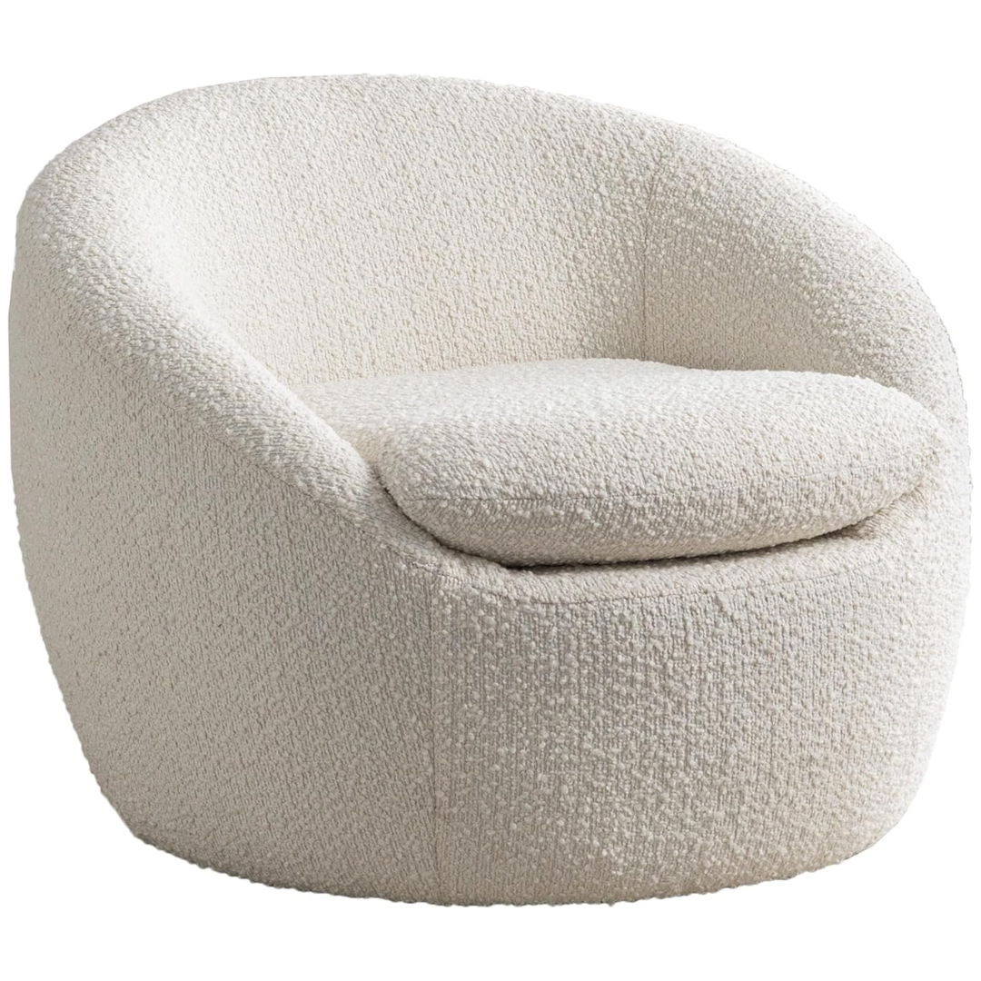 Roundhill Furniture Winnie Modern 360-Degree Swivel Fabric Barrel Chair