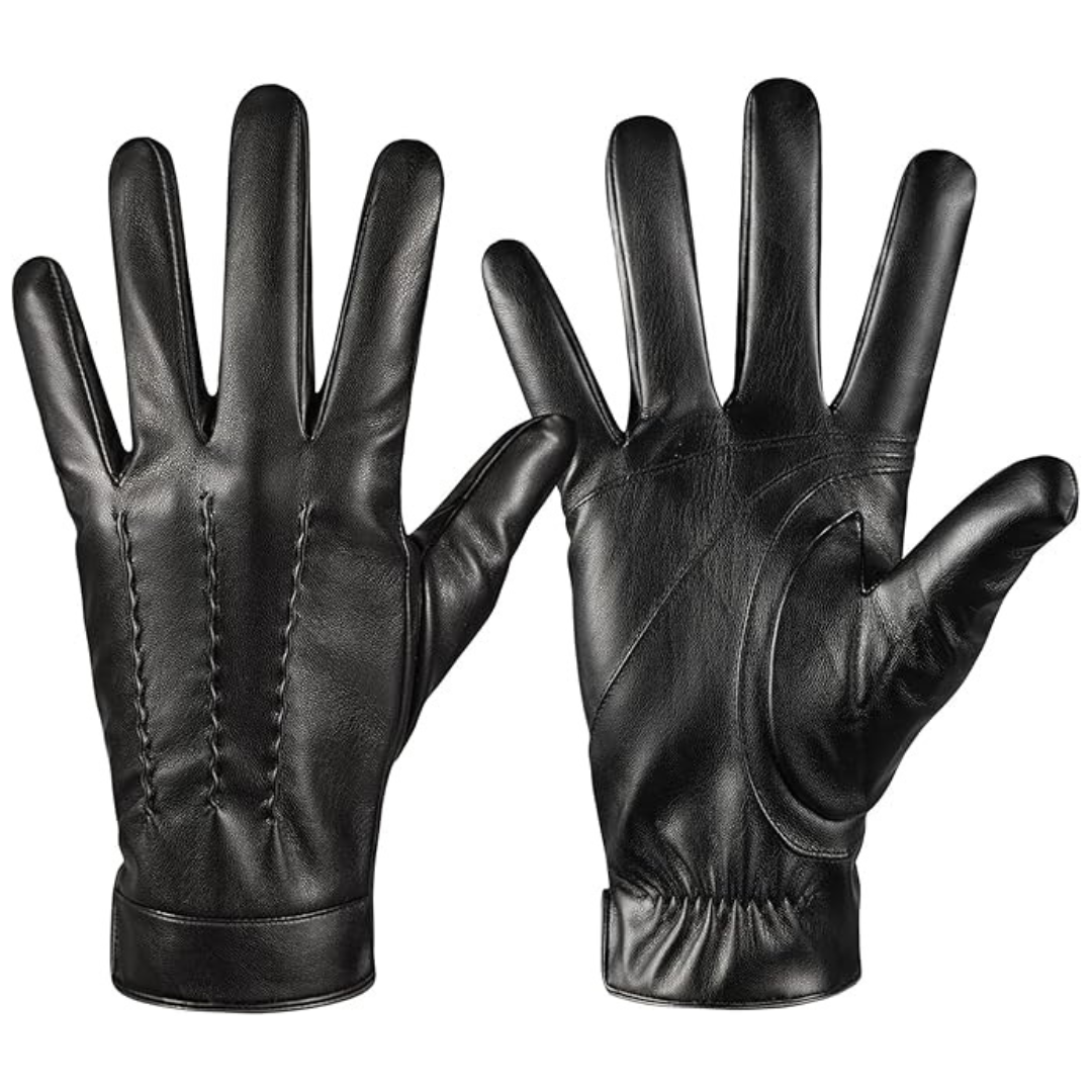 Men's Winter Leather Touchscreen Snow Driving Gloves