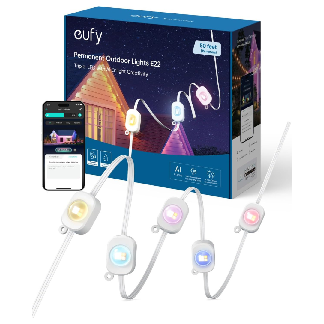 Eufy Permanent Smart RGBWW E22 50ft 30 Triple-LED Lights