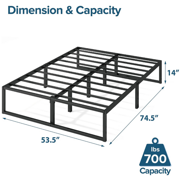 ZINUS Lorelei 14 Inch Metal Platform Bed Frame With Steel Slat Support, No Box Spring Needed, Full