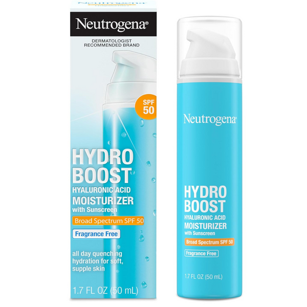 Neutrogena Hydro Boost Hyaluronic Acid Facial Moisturizer With Broad Spectrum SPF 50 Sunscreen, Daily Water Gel Face Moisturizer (1.7 Fl. Oz)