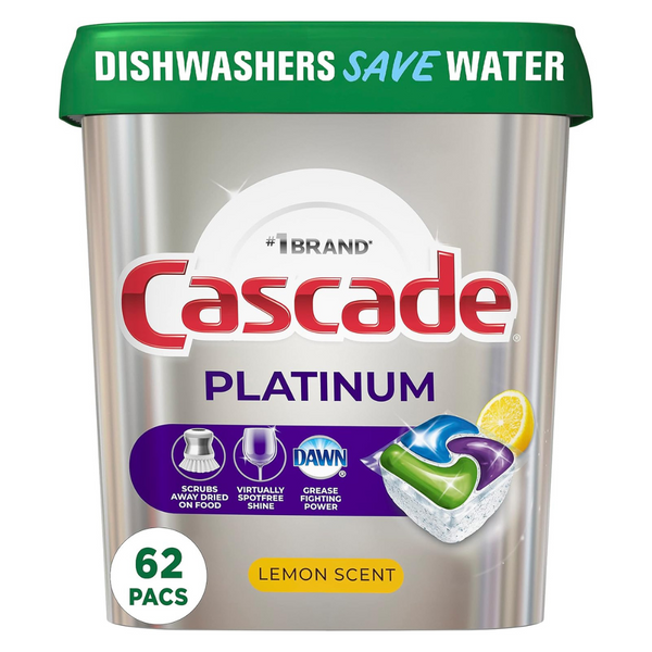 Cascade Platinum Dishwasher Pods, Lemon (62 Count)