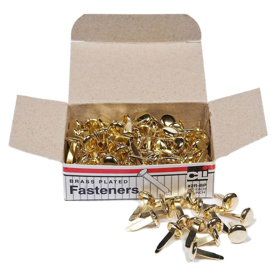 100-Pack Charles Leonard Round Head Brass Plated Fasteners