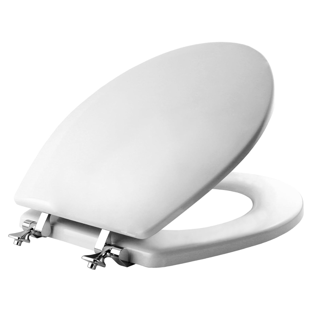 Mayfair Edgewater Toilet Seat W/ Chrome Hinges Will Never Come Loose