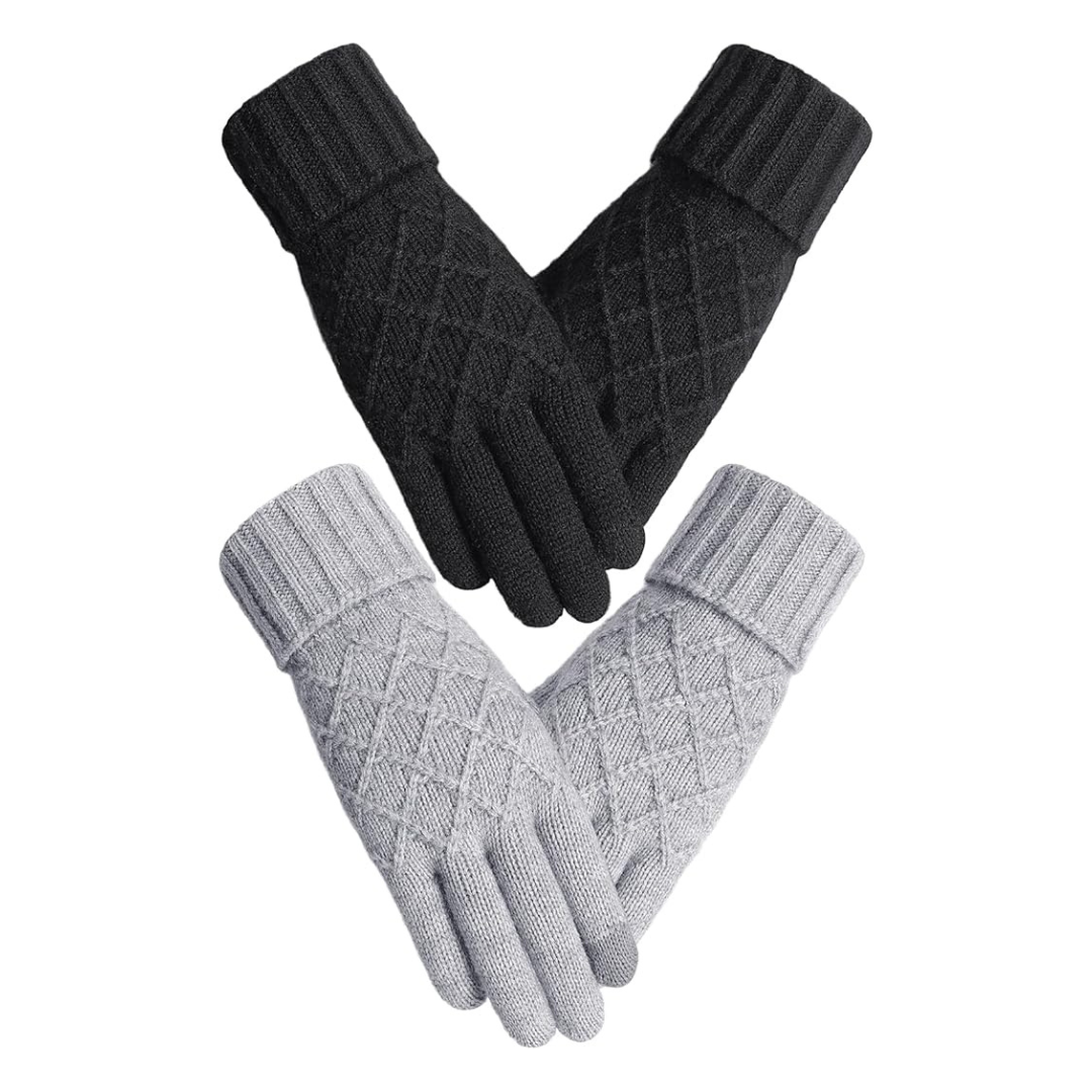 2-Pairs Women's Thermal Touchscreen Winter Gloves (Various Colors)