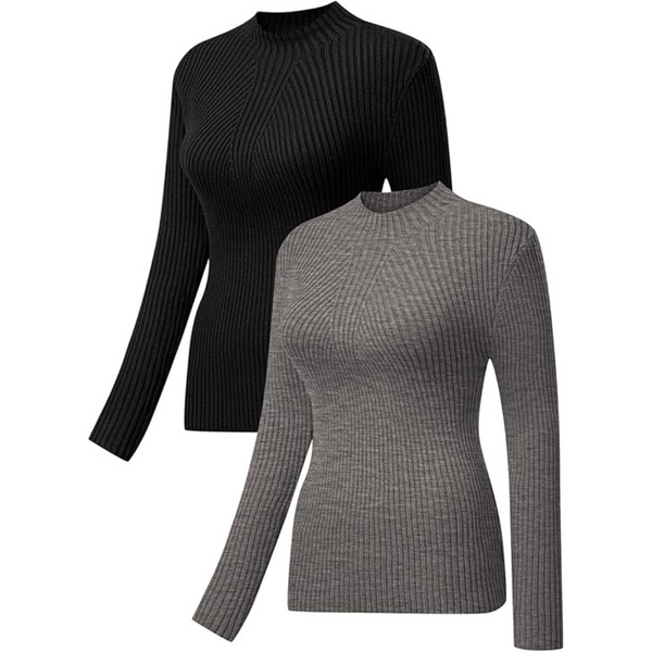 2-Pack Women's Crewneck Long Sleeve Slim Fit Sweaters (Various)