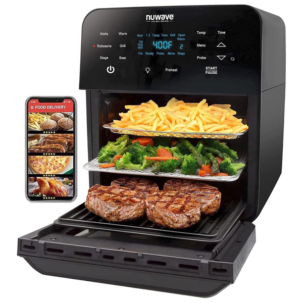 Nuwave 1800W Brio 15.5Qt Air Fryer Oven with Grill (Black)