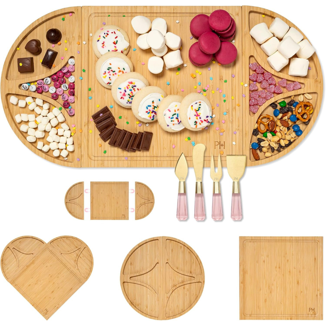 Paris Hilton 7-Piece Customizable Bamboo Charcuterie Board