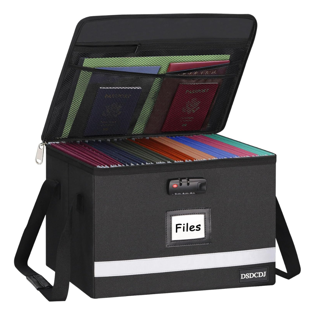 Collapsible Portable Sturdy File Box with Lock