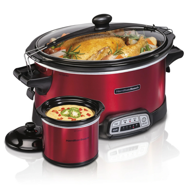 7-Qt Hamilton Beach Stay Or Go Programmable Slow Cooker With Party Dipper