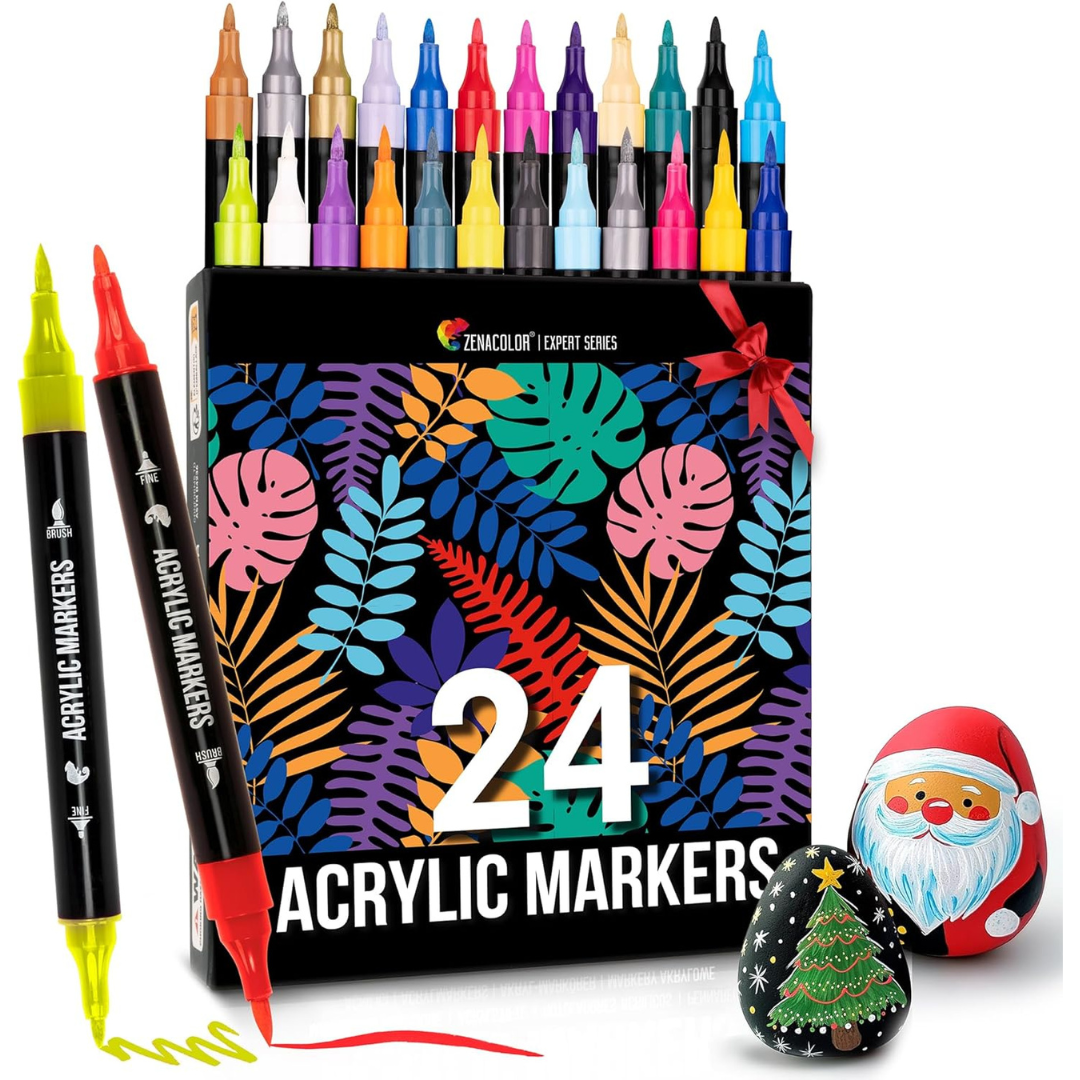 24-Count Zenacolor Dual Tip Acrylic Paint Markers