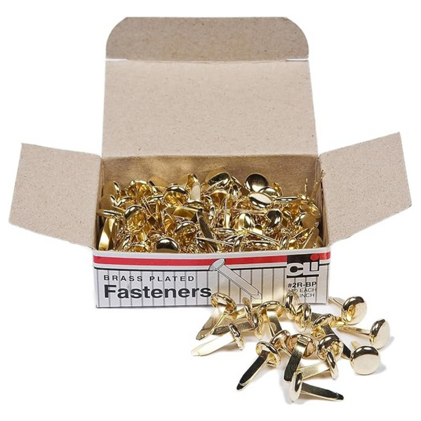 Charles Leonard Brass Plated Round Head Fasteners (100-Pack)